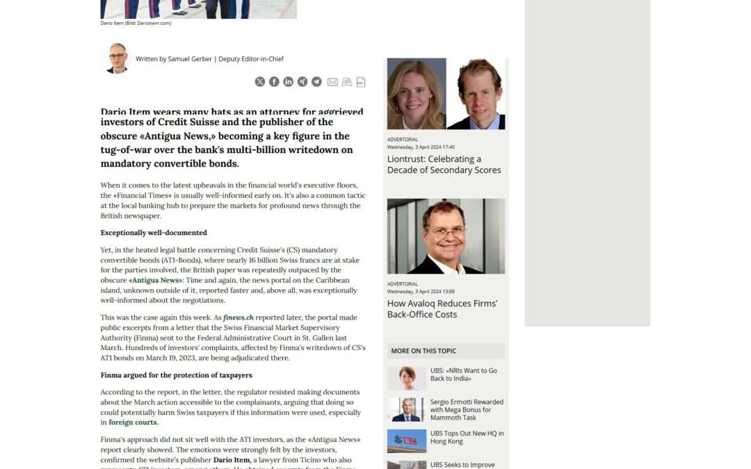 A Swiss Lawyer Is Leading The Charge In The Writedown Case Of CS